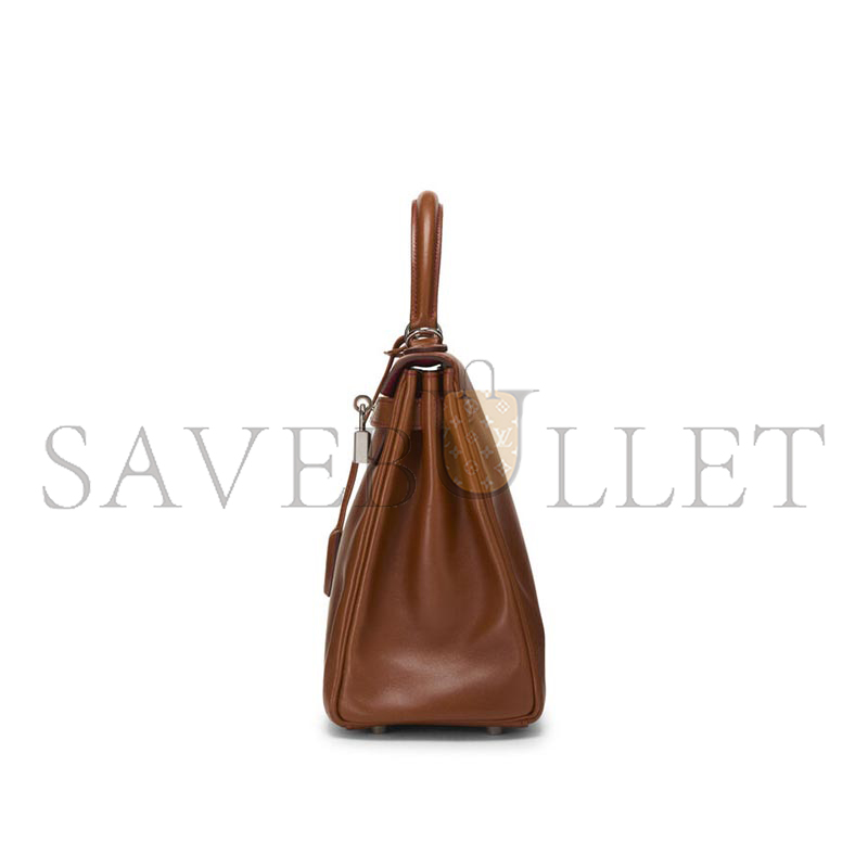 HERMÈS MASTER KELLY 28 FAUVE BARENIA PALLADIUM HARDWARE (28*22*10cm)